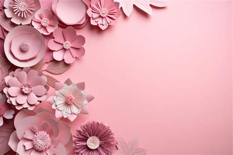 Premium AI Image | Pink paper flowers on a pink background