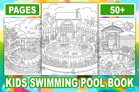 Kids Swimming Pool Coloring Book - 50 Graphic by ekradesign · Creative Fabrica