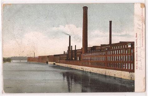 Lowell mill smokestacks Merrimack river 1906 | Merrimack, Lowell mills, Lowell