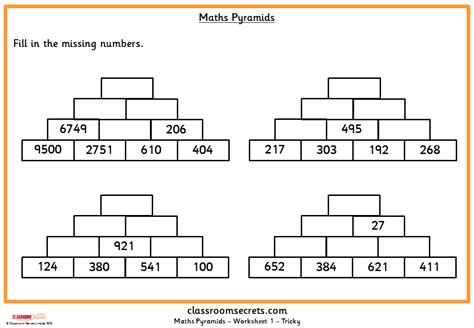 Math Pyramid Worksheet