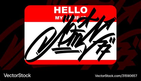 Abstract hello my name is graffiti style sticker Vector Image