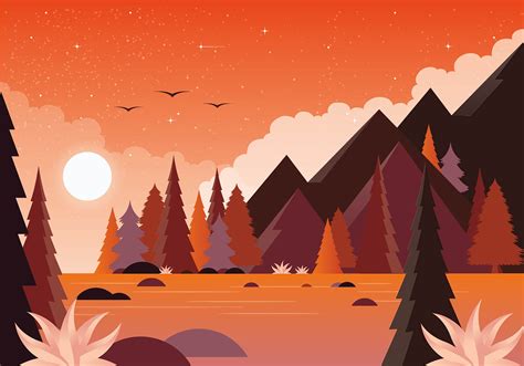 Vector Nature Landscape Illustration | ภาพประกอบ, อะนิเมะ