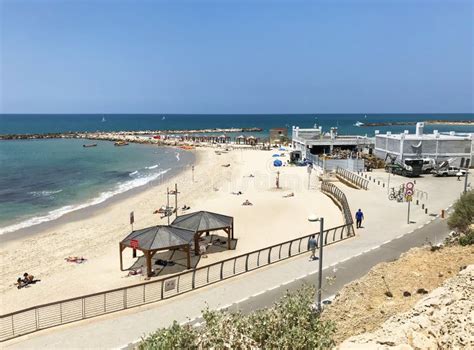 Beach at the Tel Aviv Hilton Hotel Editorial Stock Image - Image of ...