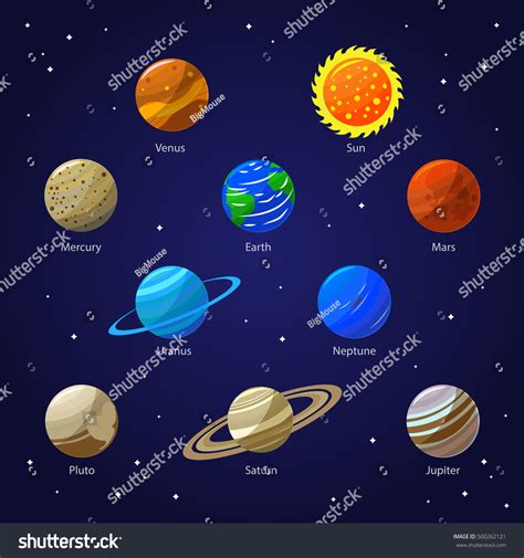 Solar System Planets Sun On Night Stock Illustration 500262121 | Shutterstock