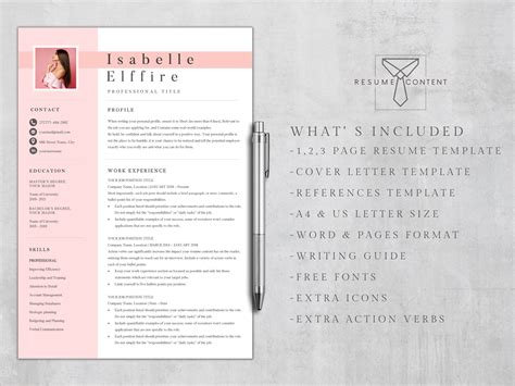 Pink Resume Template Word and Pages Resume Template Girl - Etsy