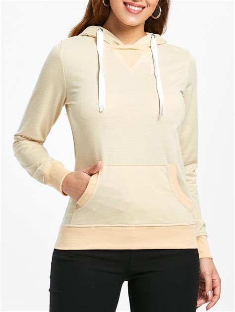 [57% OFF] Simple Hooded Long Sleeve Pocket Design Women's Hoodie | Rosegal