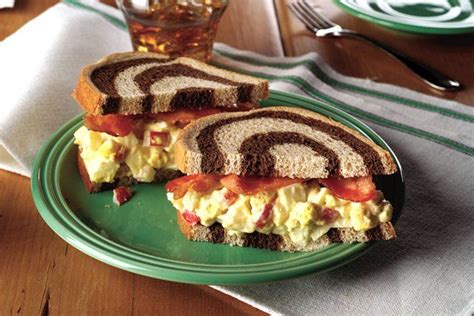 The marble rye bread makes these sandwiches look fun. But its the egg salad itselfmade with ...