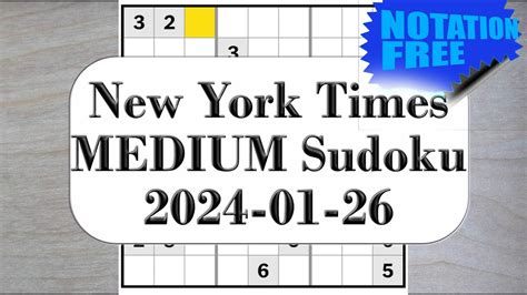 There's no hard New York Times sudoku today. Here's the MEDIUM - YouTube