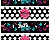 Items similar to DIY digital Water bottle labels, Birthday Girl Rockstar Rock Star birthday on Etsy