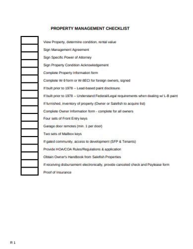 10+ Property Management Checklist Templates in PDF | Free & Premium ...