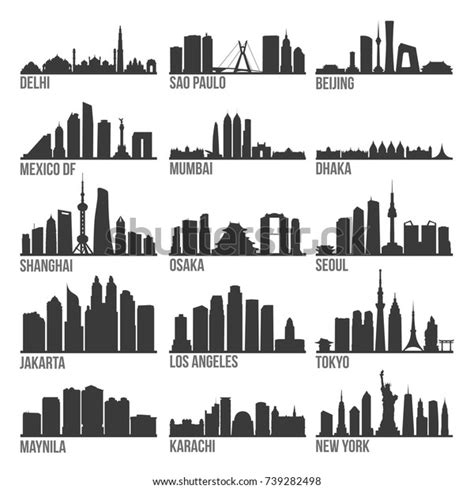 Biggest Cities Most Famous Skyline City Stock Vector (Royalty Free) 739282498 | Shutterstock