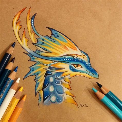 Tropical Dragon Color Pencil Drawing By Alvia Alcedo 14