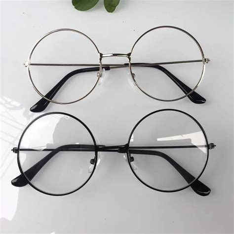 2018 New man Woman Retro Large Round Glasses Transparent Metal eyeglass frame Black Silver Gold ...