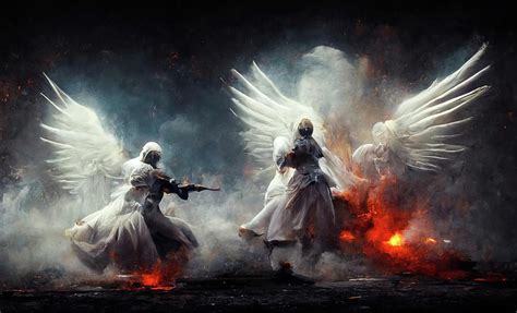 Battle Angels fighting in Heaven and Hell 14 Digital Art by Matthias Hauser | Pixels