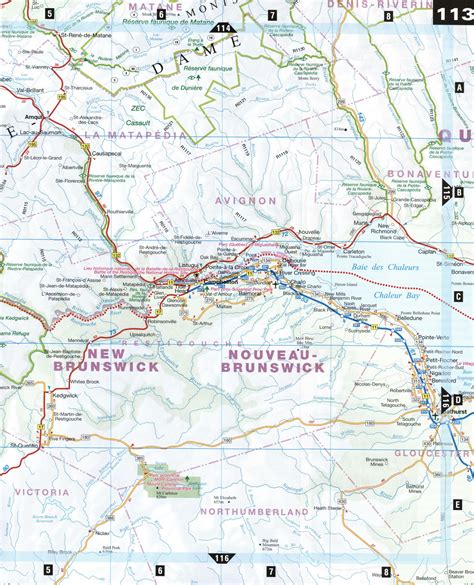 Map of Bas-Saint-Laurent with cities and towns free large detailed road