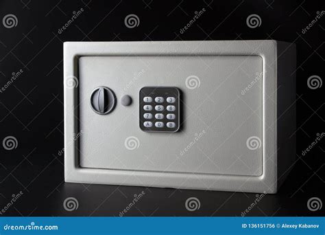 Modern Light Money Bank Safe on a Black Background with a Coded Lock Stock Photo - Image of ...