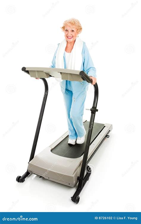 Senior Lady on Treadmill stock photo. Image of sneakers - 8726102