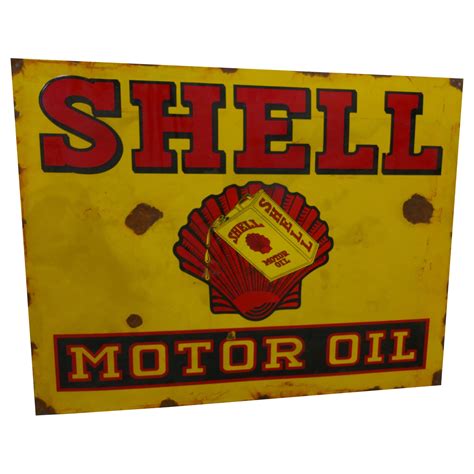 1930's Shell Motor Oil Sign at 1stDibs | engine oil sign, vintage shell sign, shell 1930