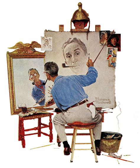 'Triple Self Portrait' by Norman Rockwell Painting Print on Wrapped ...