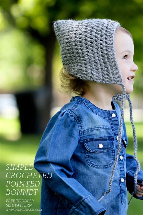 Simple Crocheted Pointed Bonnet - Free Toddler Size Pattern! Great for newbie beginners or for a ...