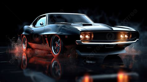 Classic Muscle Car With Smoke Lightings Background, Cool Car Pictures ...