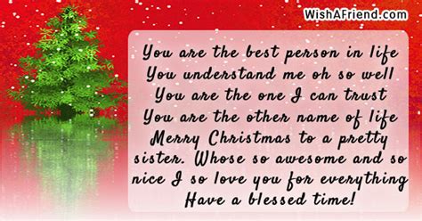 You are the best person in, Christmas Message for Sister