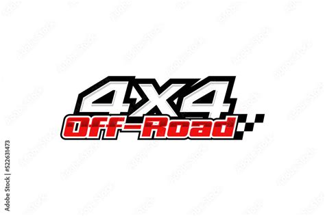 4x4 off road logo design with checkered flag vector icon illustration car workshop rally race ...