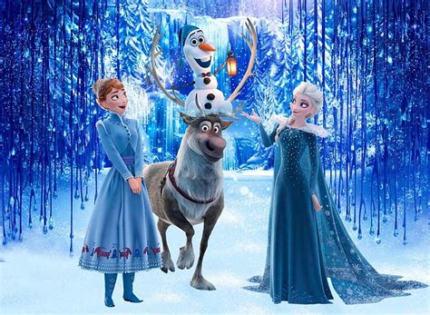 Anna Elsa Blue Background Olaf's Frozen Adventure, HD wallpaper | Peakpx