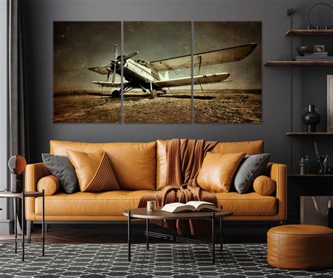 Vintage Airplane Canvas Print Airplane Canvas Wall Art Vintage Airplane ...