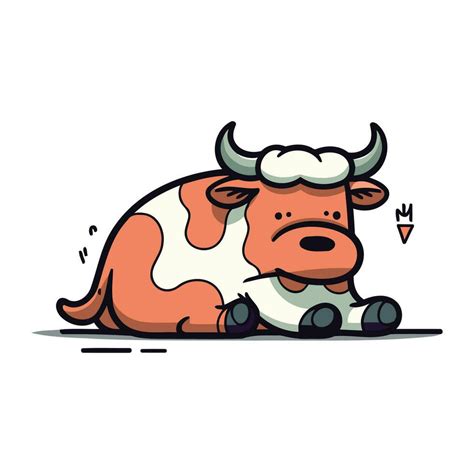 Cartoon cow lying on the ground. Vector illustration in flat style. 33526638 Vector Art at Vecteezy