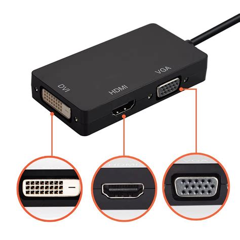 3 in 1 Mini DP DisplayPort to DVI VGA HDMI Adapter 3 in 1 Thunderbolt ...