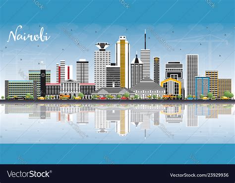 Nairobi kenya city skyline with color buildings Vector Image