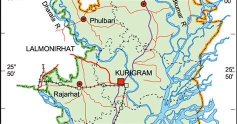 Maps of Bangladesh: Political Map of Kurigram District