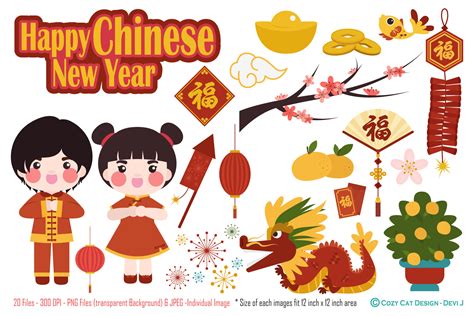 Happy Chinese New Year Clip Art ~ Illustrations ~ Creative Market