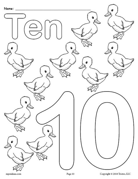 Free Printable Coloring Numbers 1 10