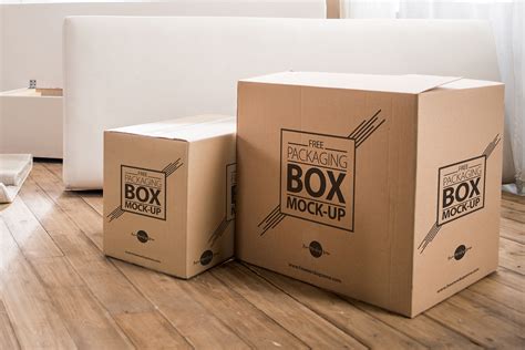 Corrugated Carton Packaging Box Mock-Up - Free Mockup World