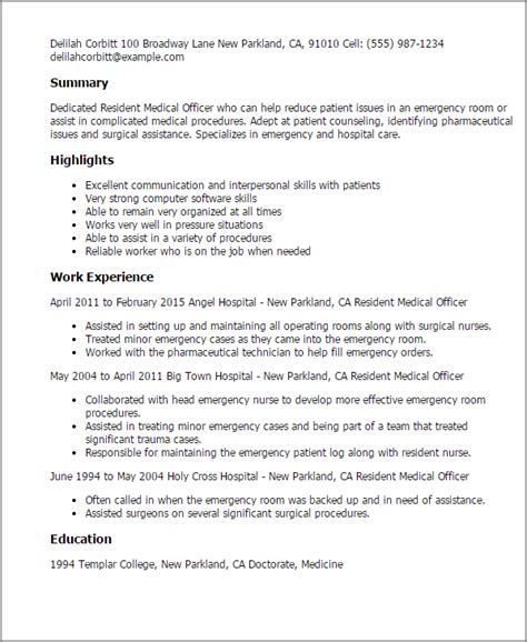 Resident Medical Officer Resume Examples & Templates [2024]