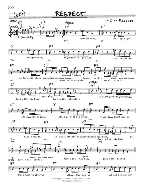 Aretha Franklin "Respect" Sheet Music | Download PDF Score 37923