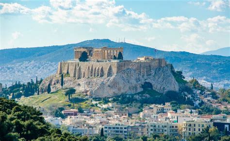 View on Acropolis Hill from the City Stock Image - Image of greek ...