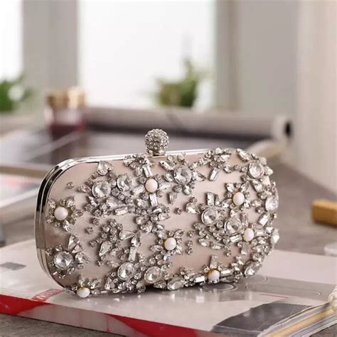 Rhinestone Evening Clutch - Apricot