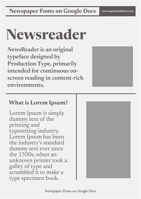 Newspaper Fonts on Google Docs