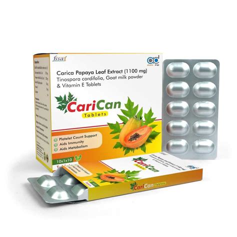 Carica Papaya Leaf Extract 1100 mg Tablets | Dengue Fever Treatment ...