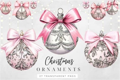 Pink Christmas Ornaments Clipart Graphic by Digital Emporium · Creative Fabrica