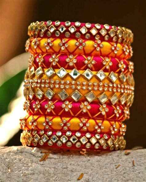 Pinterest: @cutipieanu Silk Thread Bangles Design, Silk Thread Necklace, Silk Bangles, Kundan ...
