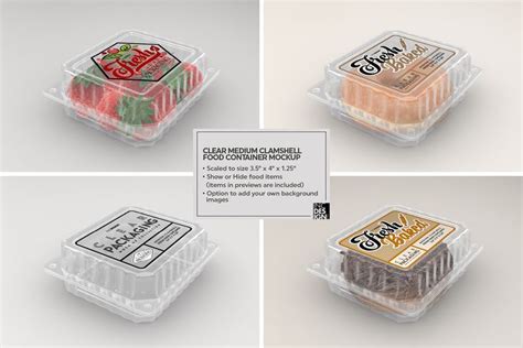 Medium Clamshell Packaging Mockup | Clamshell packaging, Food mockup ...