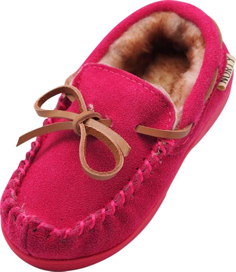 NORTY - NORTY Little and Big Kids Boys Girls Unisex Suede Leather Moccasin Slip On Slippers ...