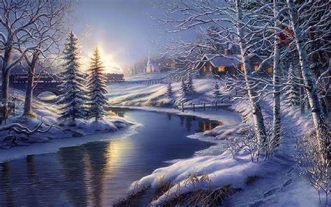 Beautiful | Winter scenery, Winter landscape, Winter painting