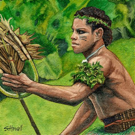 Fijian Warrior Painting by Sandi Howell