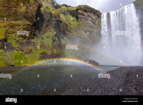 Skógafoss waterfall rainbow, Skógá River, Iceland Stock Photo - Alamy