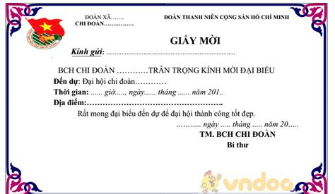 Mẫu giấy mời đoàn thanh niên - Giấy mời họp đoàn thanh niên - HoaTieu.vn